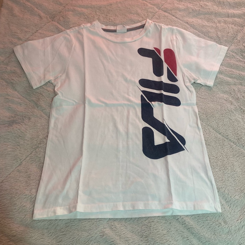 Fila White Tee with Red and Blue Logo